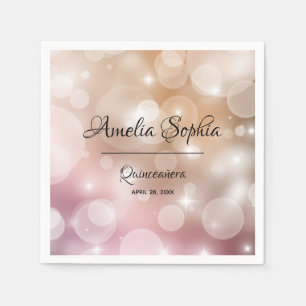 Serviette En Papier Elégant rose - Rose Gold Bokeh