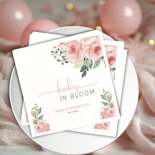 Serviette En Papier Élégant rose rose rose pâle bébé en fleurs Douche