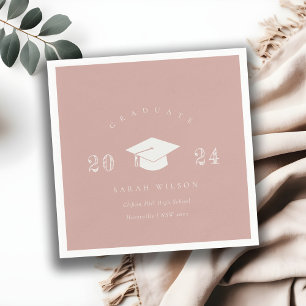 Serviette En Papier Élégant rose rousse rose pâle Minimal Graduation s