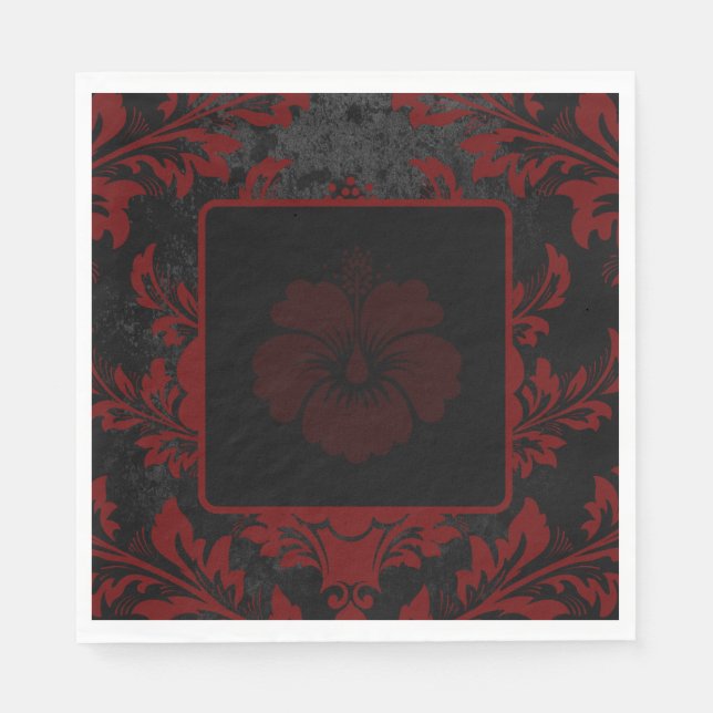 Serviette En Papier Elégant rouge damassé Noël papier personnalisé (Devant)