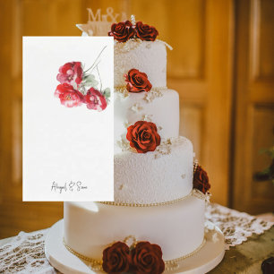 Serviette En Papier Élégant rouge floral Mariage personnalisé