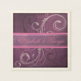 Serviette En Papier Élégant Royal Purple Grunge Damask Mariage