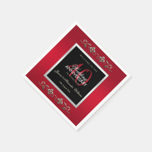 Serviette En Papier Elégant Ruby Gemstones 40e anniversaire de Mariage