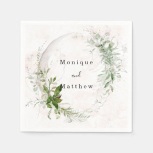 Serviette En Papier Elégant Rustique Eucalyptus Blush Mariage rose