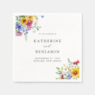 Serviette En Papier Élégant Rustique Mariage Floral Été