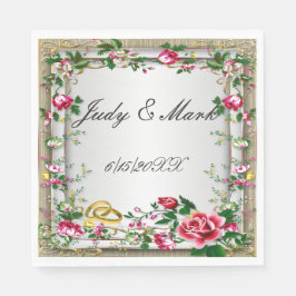 Serviette En Papier Élégant Rustique Roses Rouges Papier serviettes