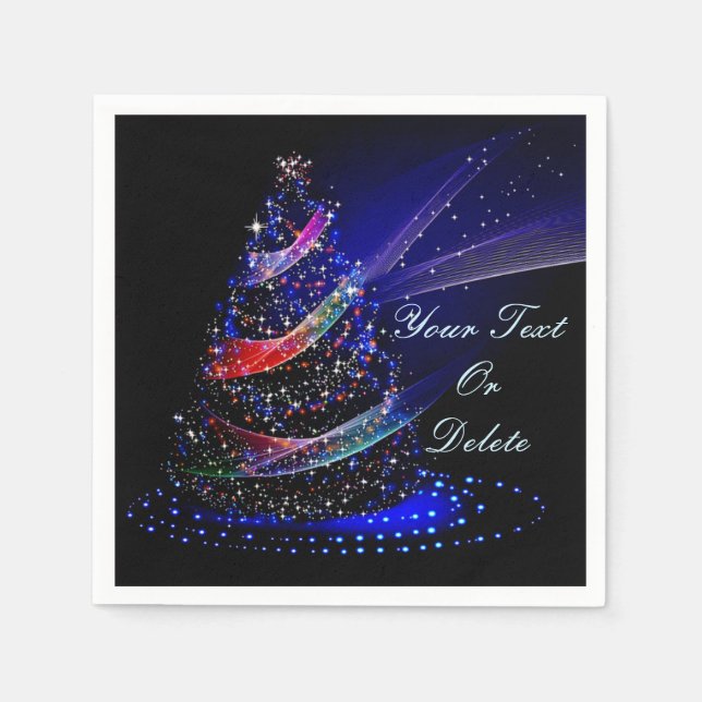 Serviette En Papier Élégant sapin de Noël Blue rose Glittery Napkins (Devant)