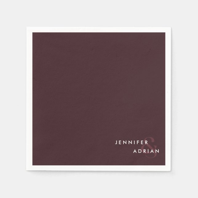 Serviette En Papier Élégant Sceau minimal marron Mariage moderne servi (Devant)