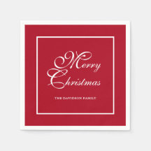 Élégant script blanc personnalisé Noël rouge