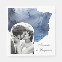 Élégant Script bleu aquarelle Mariage photo