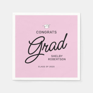 Serviette En Papier Élégant Script Congrats Grad Grad Graduation Party