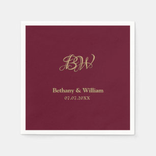 Serviette En Papier Élégant Script Couples Monogram Mariage Napkins