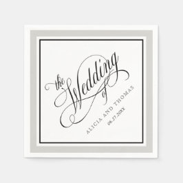 Serviette En Papier Élégant Script fleurit Mariage avec n'importe quel