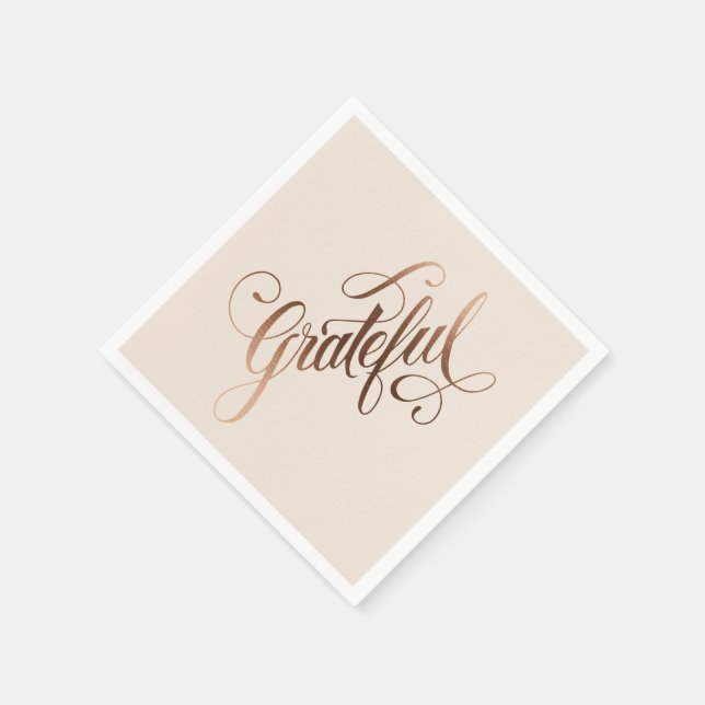 Serviette En Papier Élégant script Grateful pour Thanksgiving (Coin)