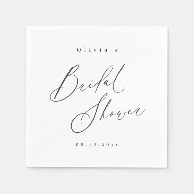 Serviette En Papier Élégant script moderne douche de mariée minimale (Devant)