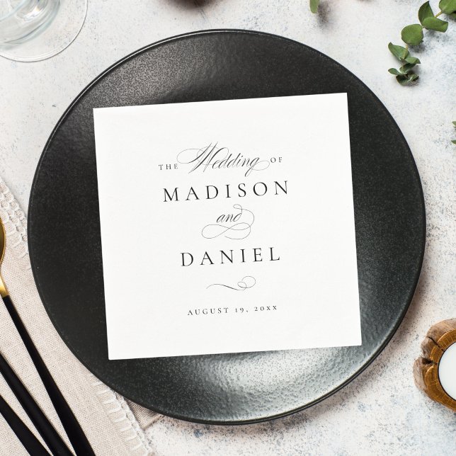 Serviette En Papier Élégant script moderne Mariage classique (Créateur téléchargé)