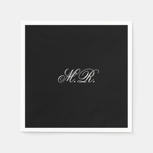 Serviette En Papier Élégant Script Monogram Initiales Mariage (Devant)
