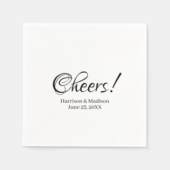 Serviette En Papier Élégant script noir noms personnalisés texte Maria (Devant)