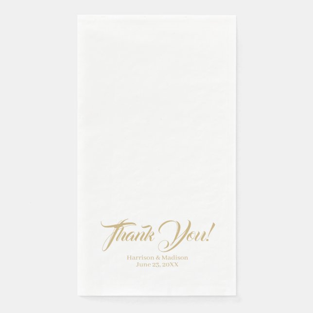 Serviette En Papier Élégant script noms personnalisés merci Mariage (Devant)