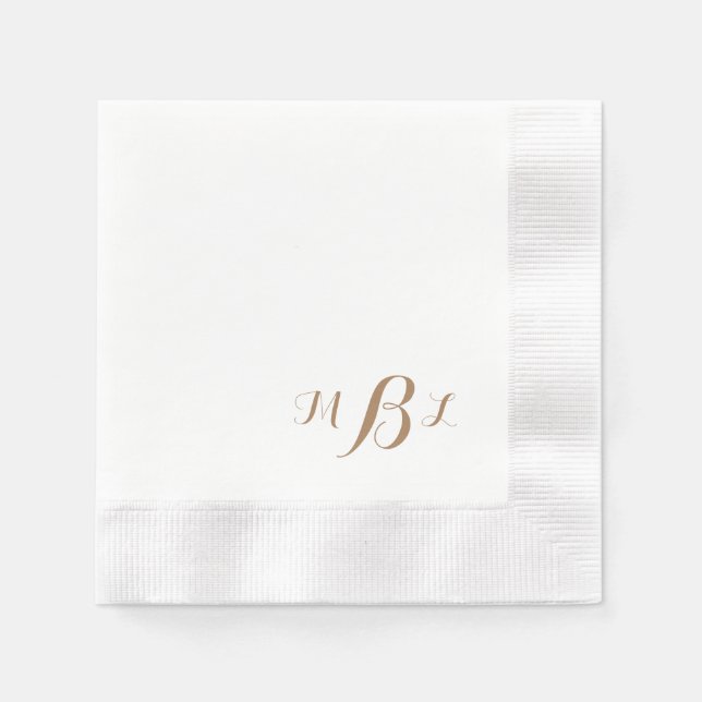 Serviette En Papier Élégant script or Monogramme couiné (Devant)