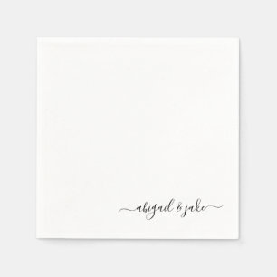 Serviette En Papier Élégant script personnalisé Couple Names Mariage N