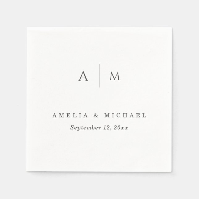 Serviette En Papier Élégant script personnalisé mariage serviettes (Devant)
