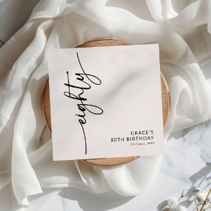 Serviette En Papier Élégant Script Quatre-Vingtième 80e Anniversaire