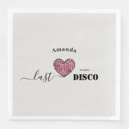 Serviette En Papier Élégant Script Retro Disco Mariage de coeur rose