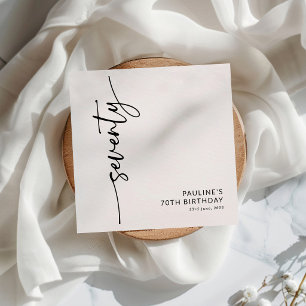Serviette En Papier Élégant Script Soixante-dixième Anniversaire