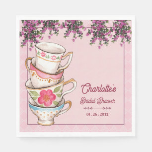 Serviette En Papier Élégant Service de Tasses à Thé Floral Empilées po
