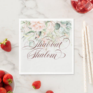Serviette En Papier Elégant Shabbat Shalom Aquarelle Shabbos Repas