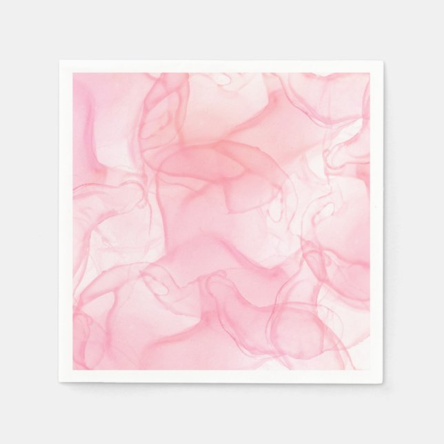 Serviette En Papier Élégant Simple Chic Effet Marbre Rose  (Devant)