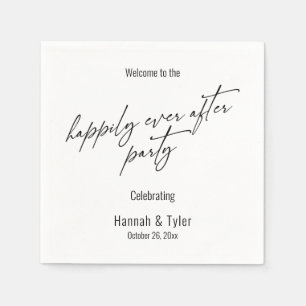 Serviette En Papier Élégant Simple Heureusement Jamais Après La Typogr