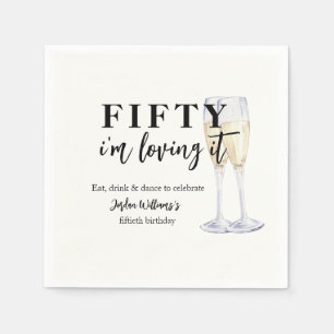 Serviette En Papier Elégant Simple J'adore Ça 50e Anniversaire