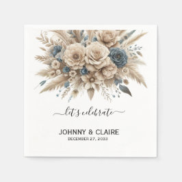 Serviette En Papier Élégant Simple Moderne Bohème Herbe de Pampas Clas