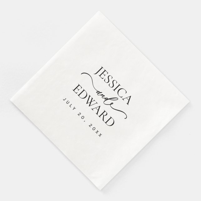 Serviette En Papier Élégant simple Monogramme moderne chic minimal Scr (Coin)