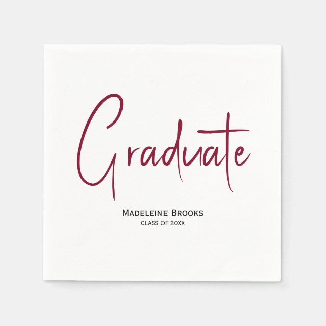 Serviette En Papier Elegant Simple Script Custom Graduation Napkins (Devant)