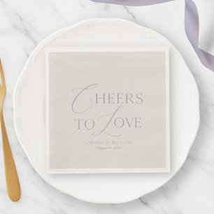 Serviette En Papier Élégant Taupe « À l'amour » Mariage