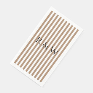 Serviette En Papier Élégant Taupe Stripes Mariage Été