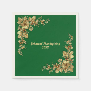 Serviette En Papier Elégant Thanksgiving Gold