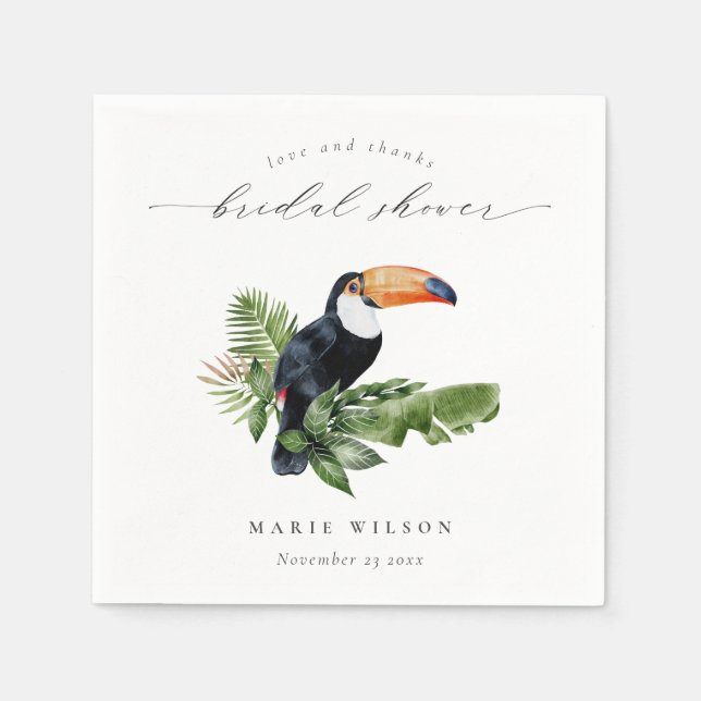 Serviette En Papier Élégant Toucan de la Forêt Tropicale pour Enterrem (Devant)