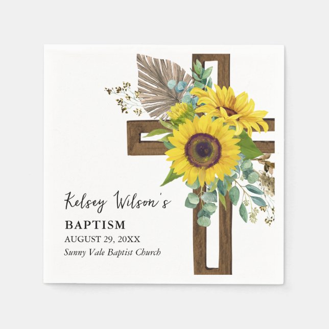 Serviette En Papier Élégant Tournesol Été Boho Baptême (Devant)