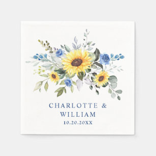 Serviette En Papier Elégant tournesol Eucalyptus Mariage de verdure