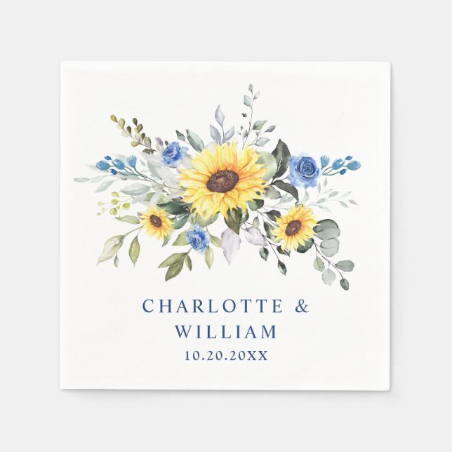 Serviette En Papier Elégant tournesol Eucalyptus Mariage de verdure (Devant)