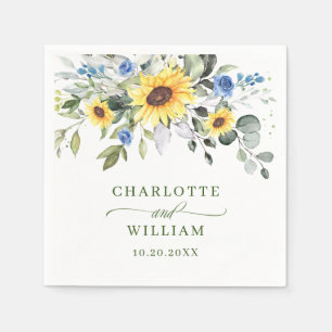 Serviette En Papier Elégant tournesol Eucalyptus Mariage de verdure