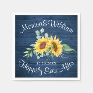 Serviette En Papier Élégant tournesol Eucalyptus Rustique Mariage en b