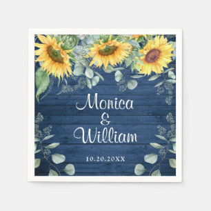 Serviette En Papier Élégant tournesol Eucalyptus Rustique Mariage en b