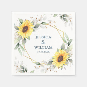 Serviette En Papier Élégant tournesol vert Mariage floral papier