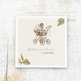 Serviette En Papier Élégant transport Vintage Feuilles Pastel Neutral