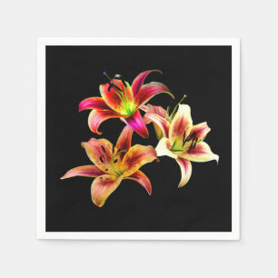 Serviette En Papier Elégant trio de jours roses jaunes Floral
